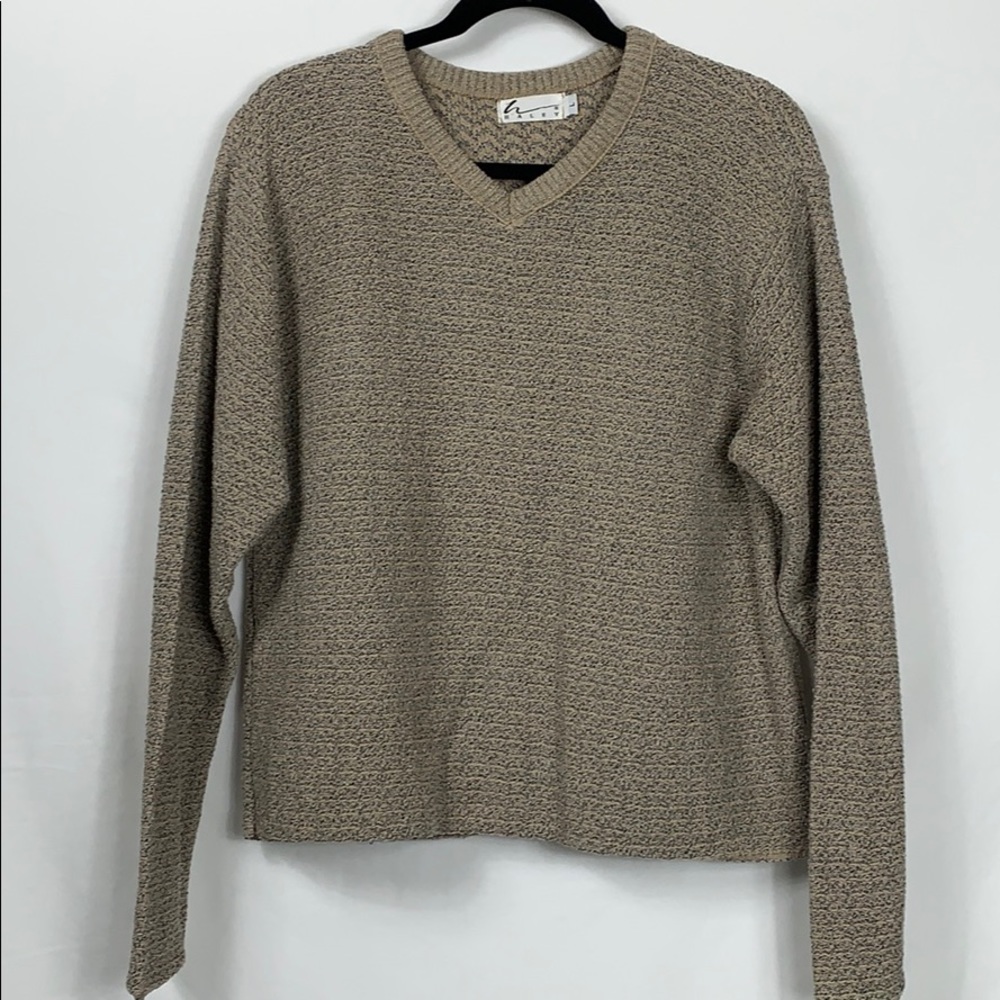 Haley beige and black woven long sleeved sweater L